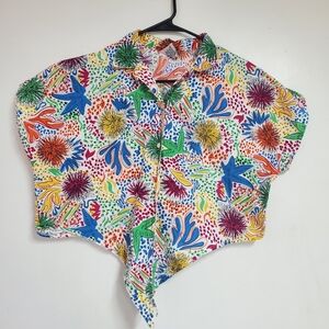 vtg 80's 90’s C'EST JOLI By Laura Mom Box Sleeve Top Size Large Beach Theme